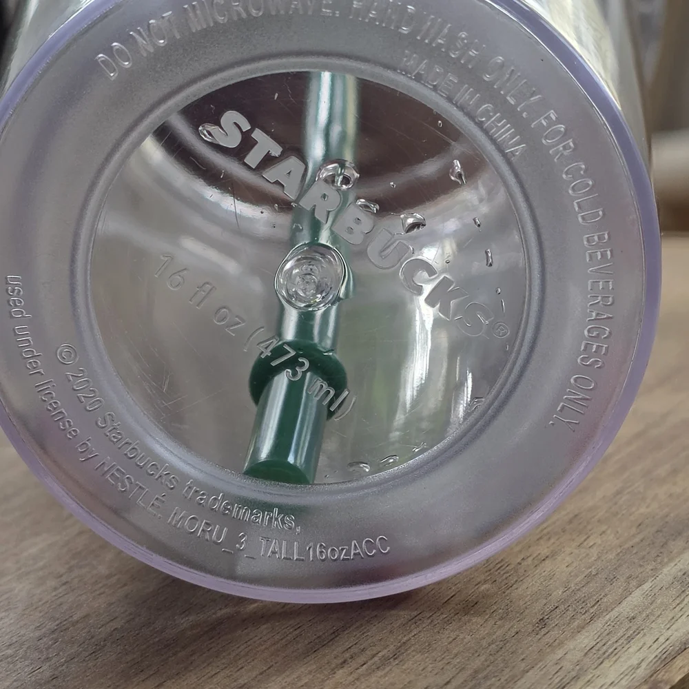 Starbucks Pink & Green Reusable Cold Cup with Straw‎